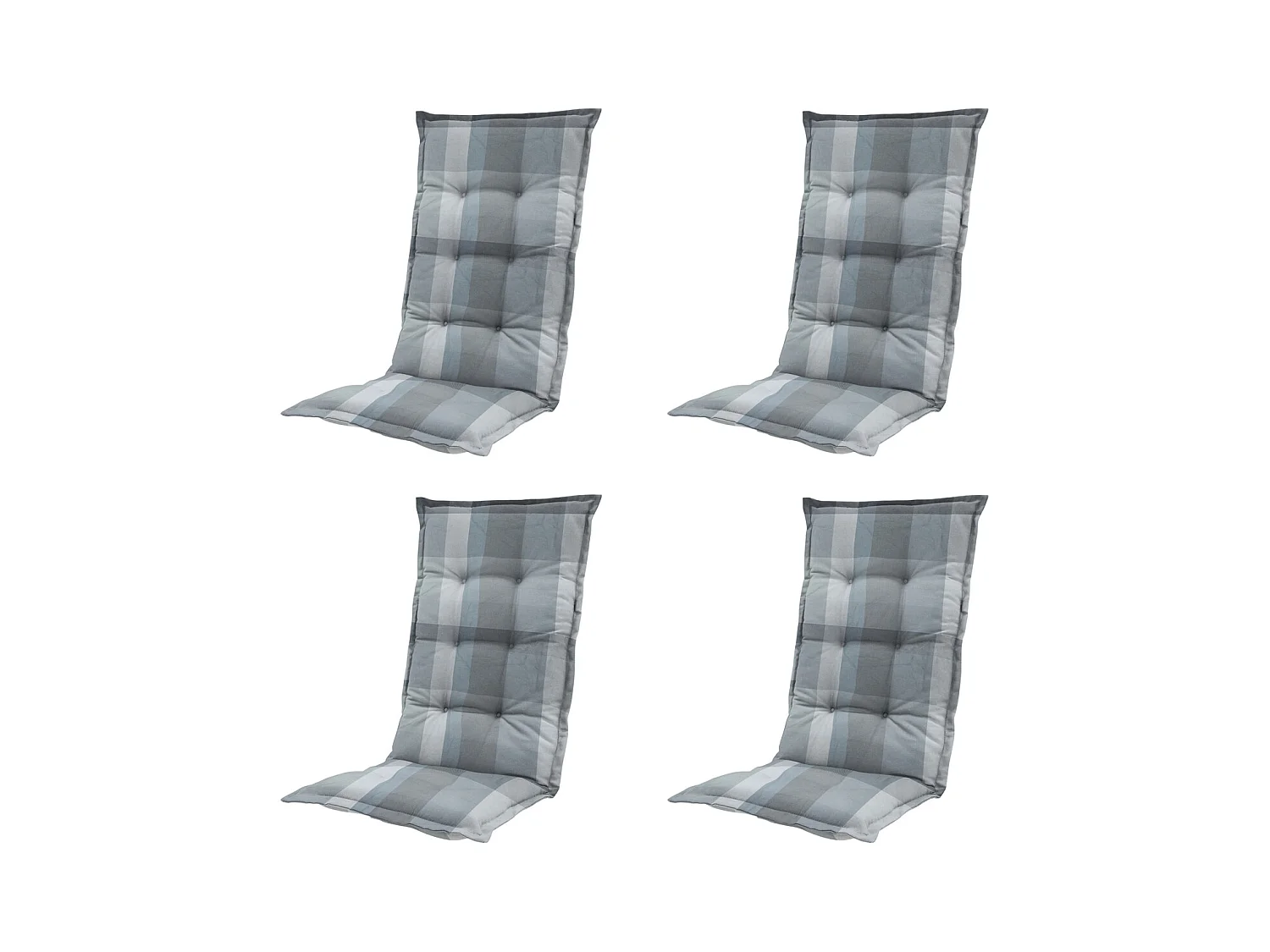 Coussin de chaise de jardin dossier haut Sya gris - Environ 123 x 50 cm - Lot de 4