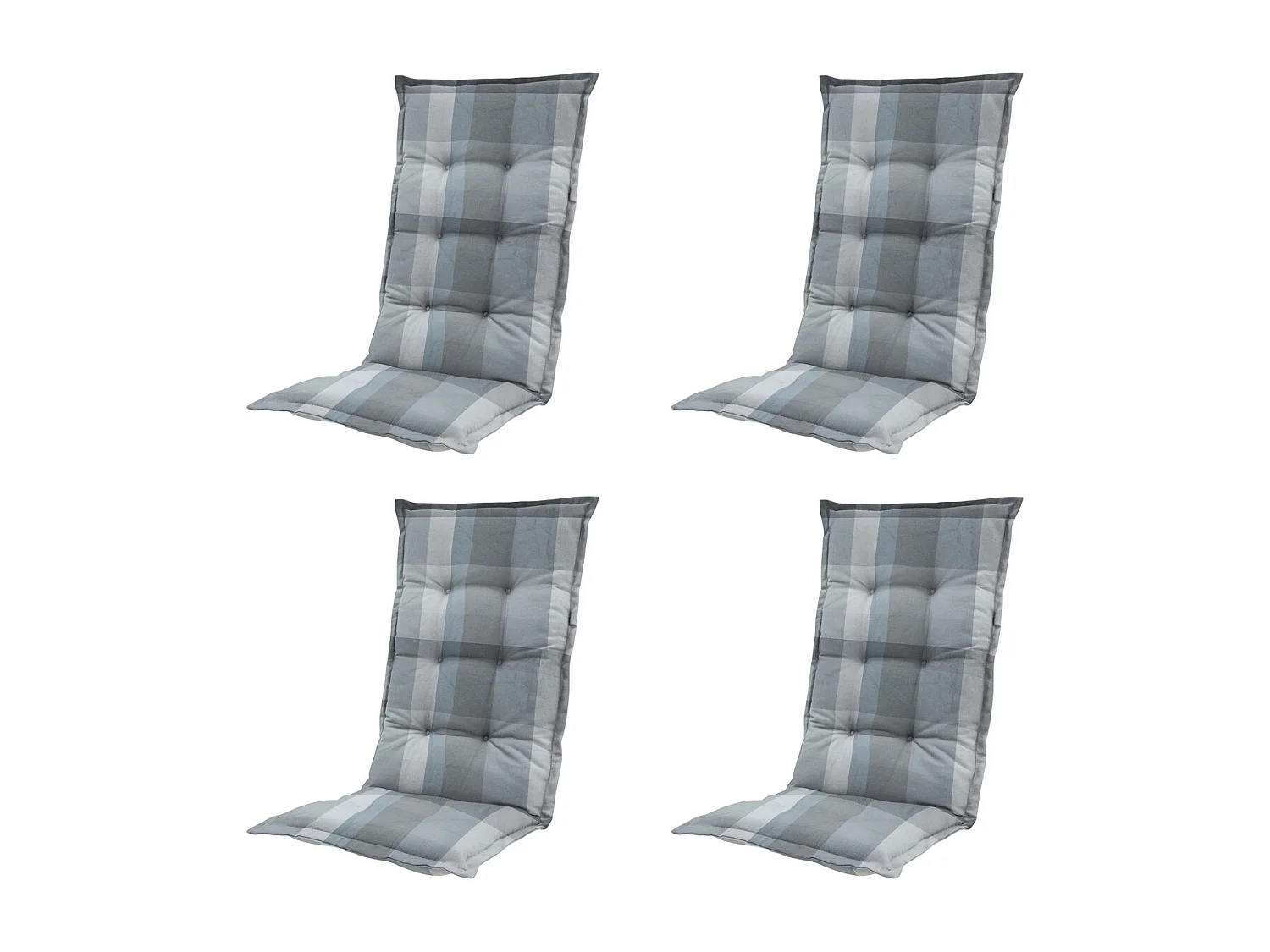 Coussin de chaise de jardin dossier haut Sya gris - Environ 123 x 50 cm - Lot de 4
