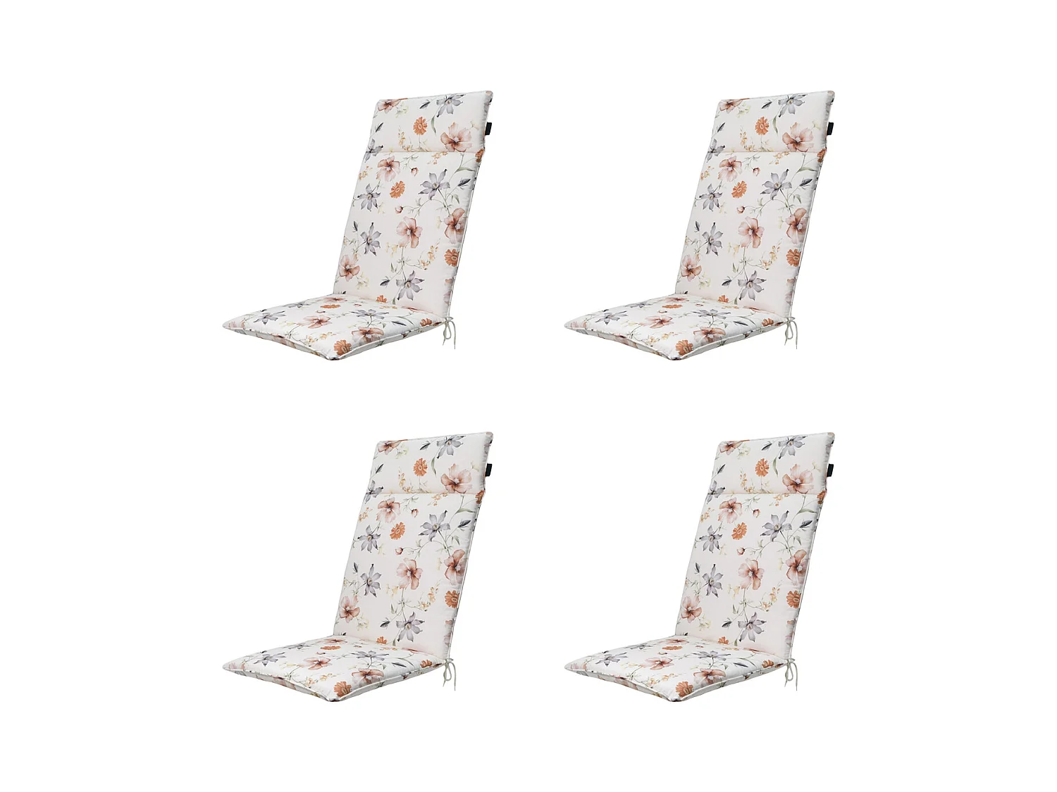 Coussin de chaise de jardin haut dossier Florina naturel - Environ 120 x 50 cm - Lot de 4