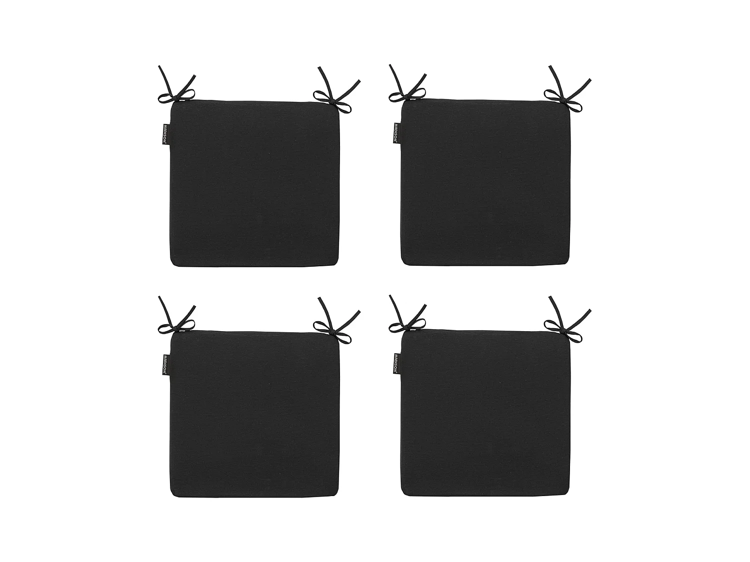 Coussin d'assise Panama noir - Environ 40 x 40 cm - Lot de 4