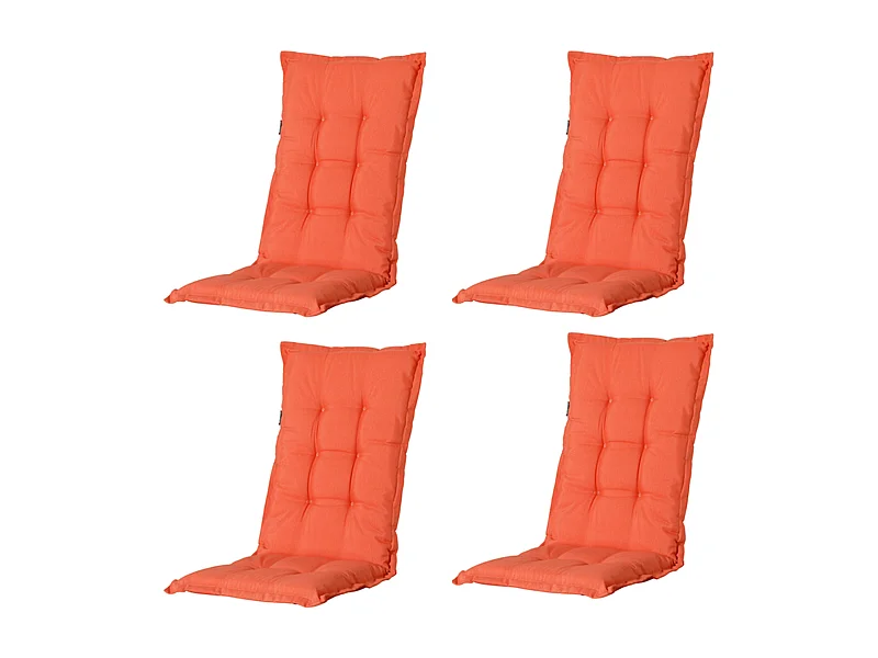 Coussin de chaise de jardin dossier bas Panama orange flamme - Environ 105 x 50 cm - Lot de 4