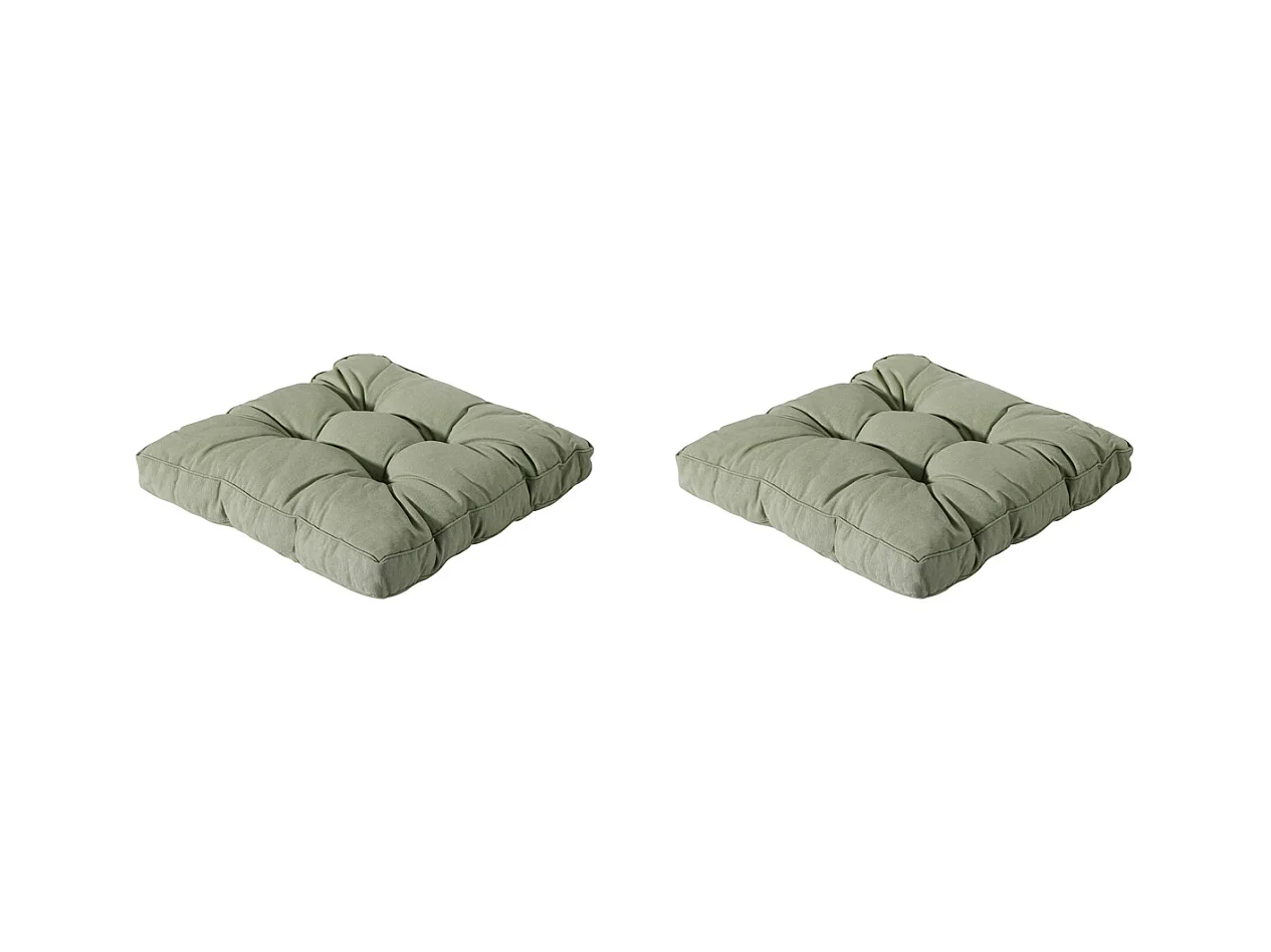 Coussin d'assise Florance Panama sauge - Environ 60 x 60 cm - Lot de 2