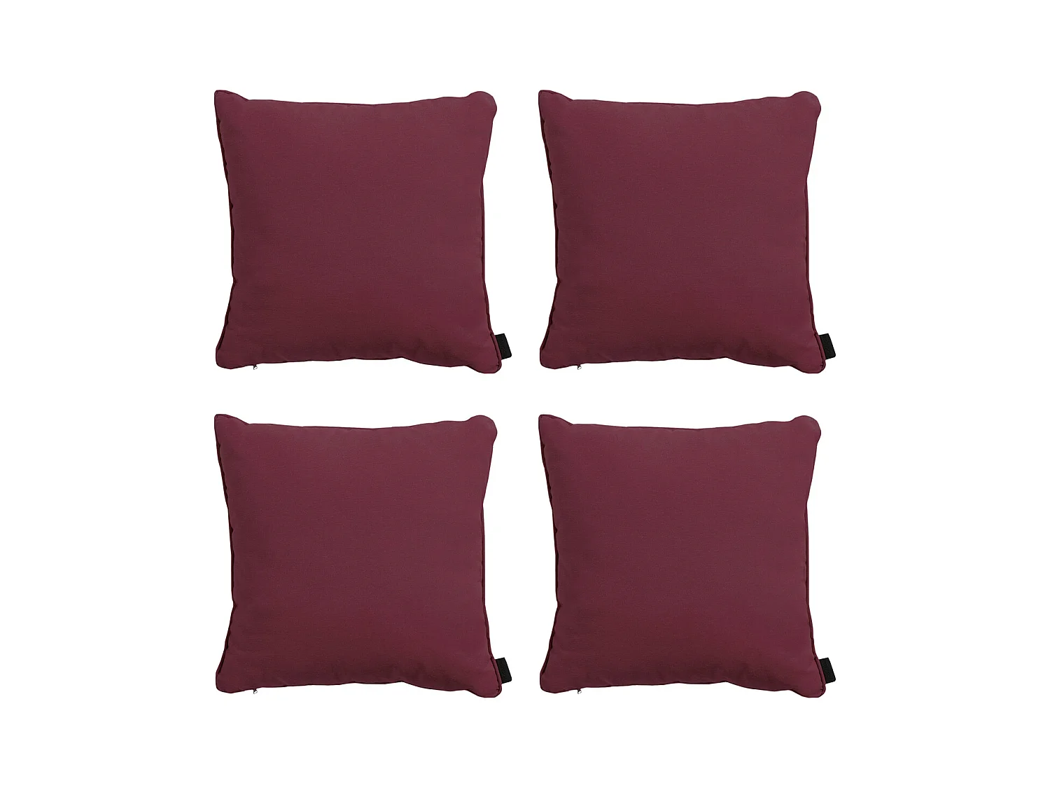 Coussin décoratif Panama bordeaux - Env. 60x60 cm - Lot de 4