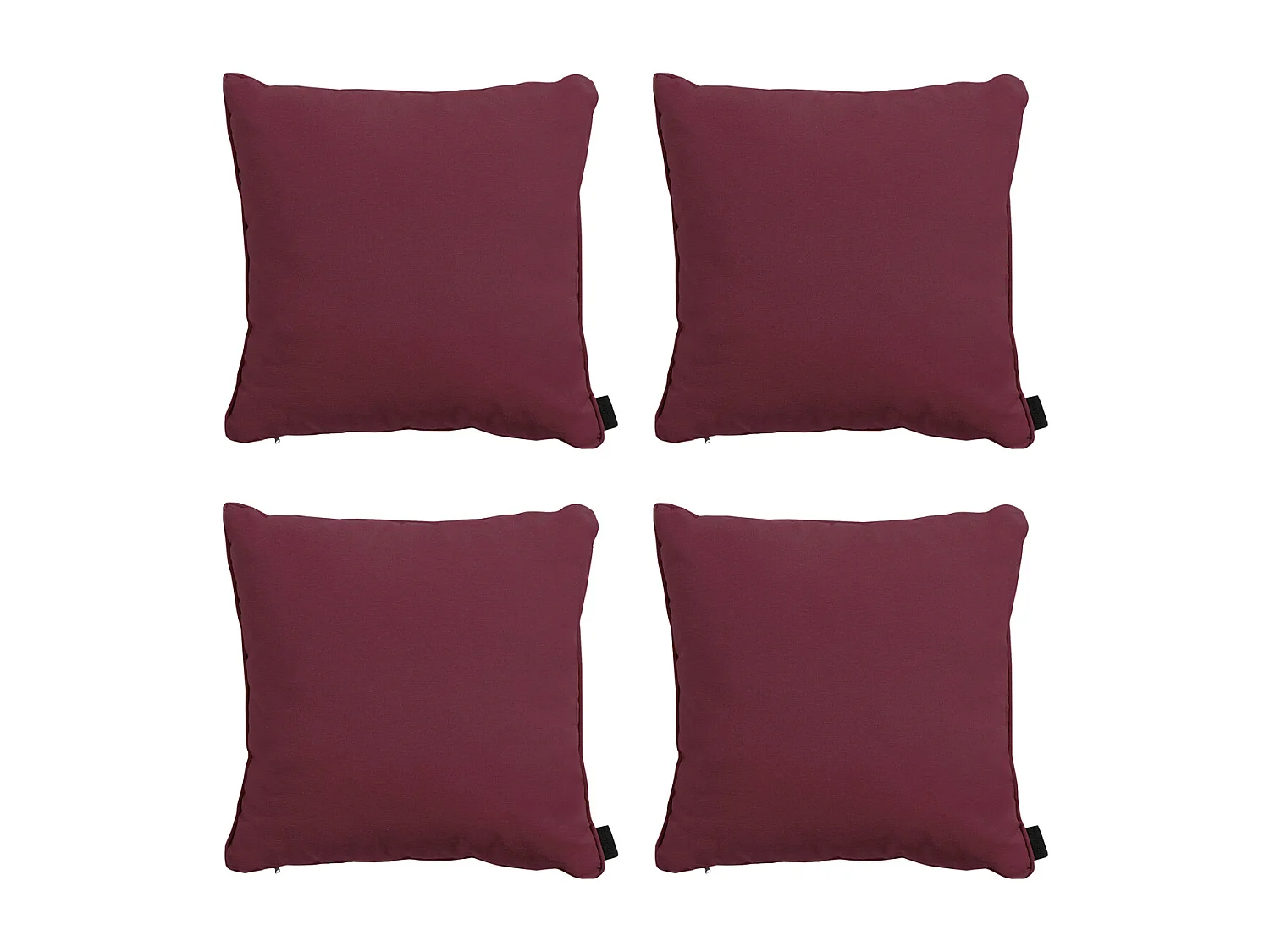 Coussin décoratif Panama bordeaux - Env. 60x60 cm - Lot de 4