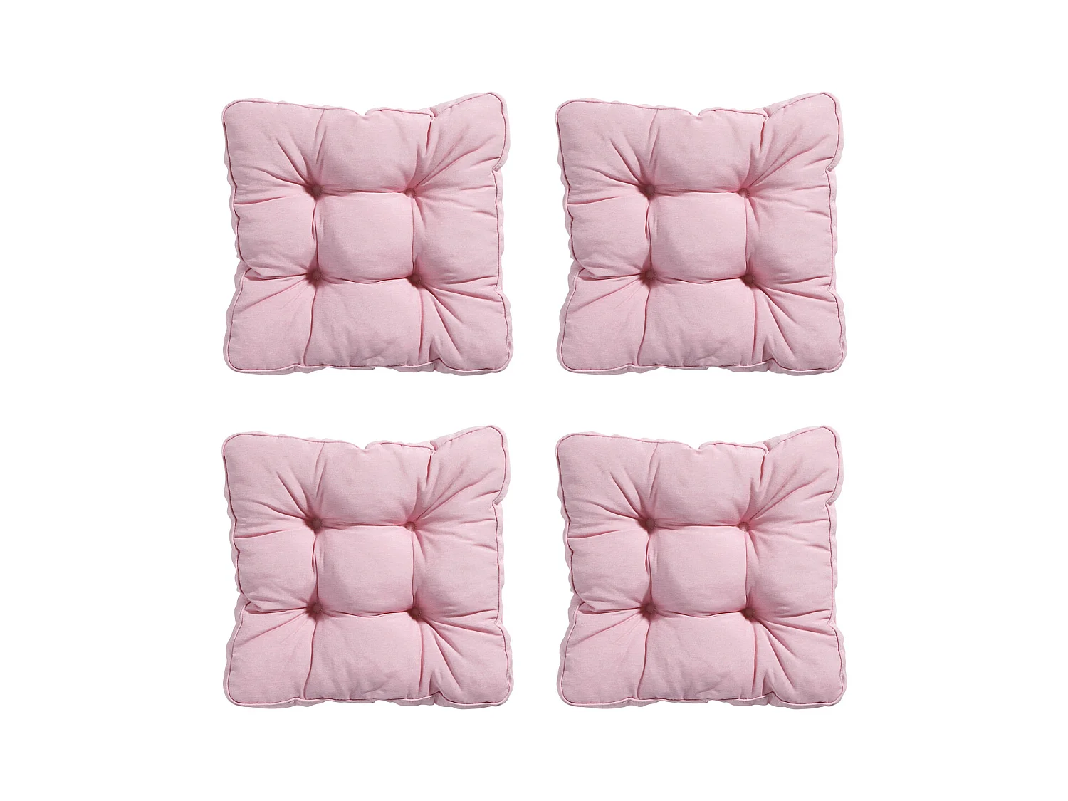 Coussin d'assise Florance Panama rose tendre - Env. 47 x 47 cm - Lot de 4