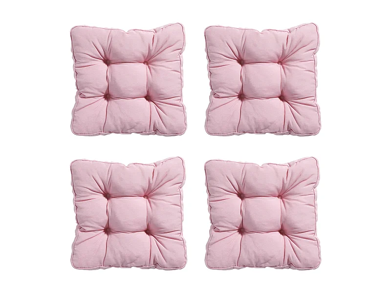 Coussin d'assise Florance Panama rose tendre - Env. 47 x 47 cm - Lot de 4