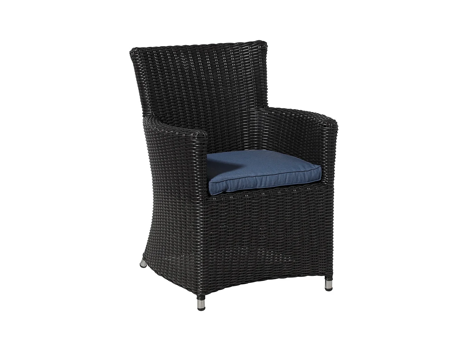 Coussin d'assise en osier Panama bleu saphir - Env. 48 x 48 cm - Lot de 4