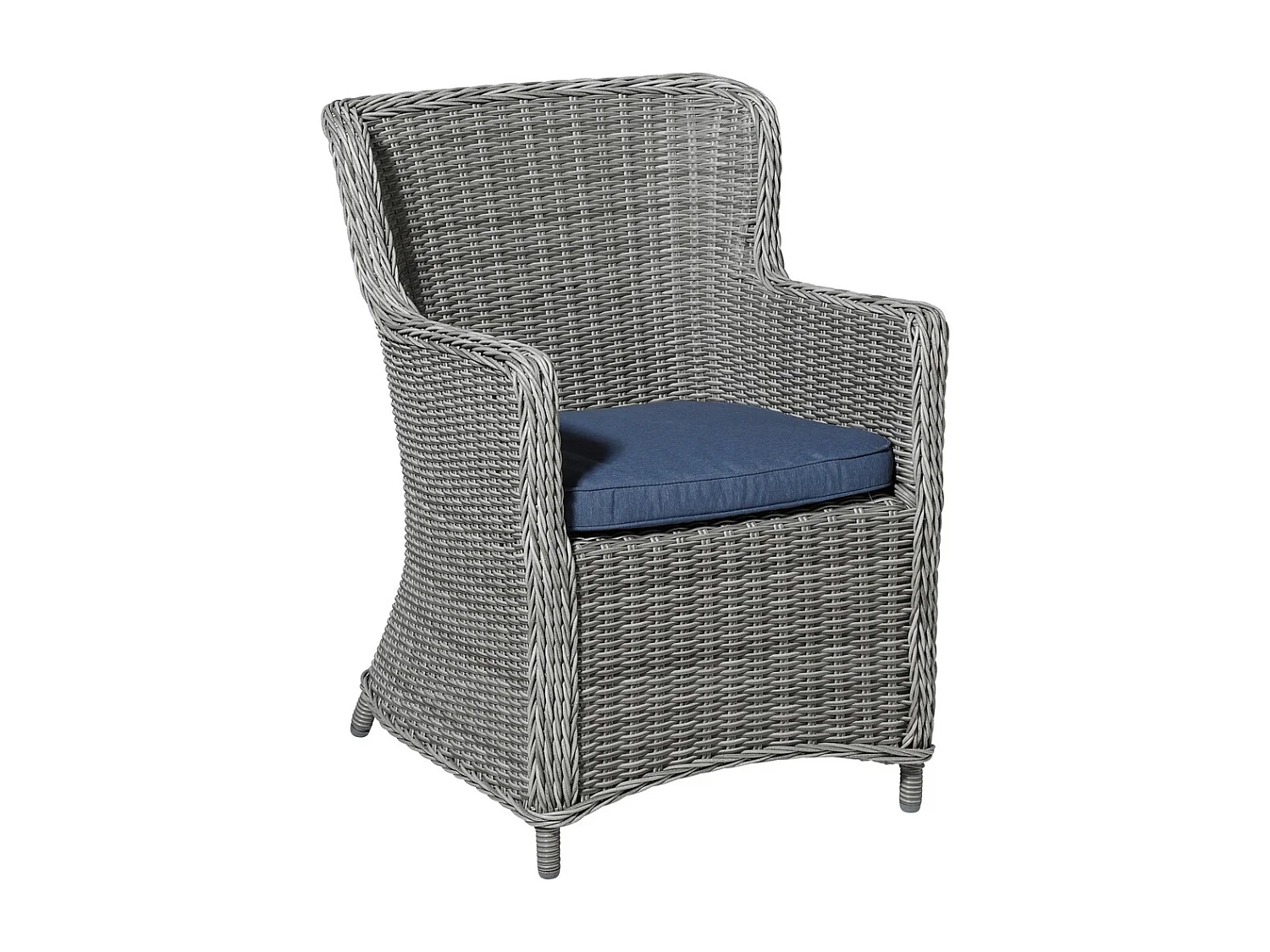 Coussin d'assise en osier Panama bleu saphir - Env. 48 x 48 cm - Lot de 4