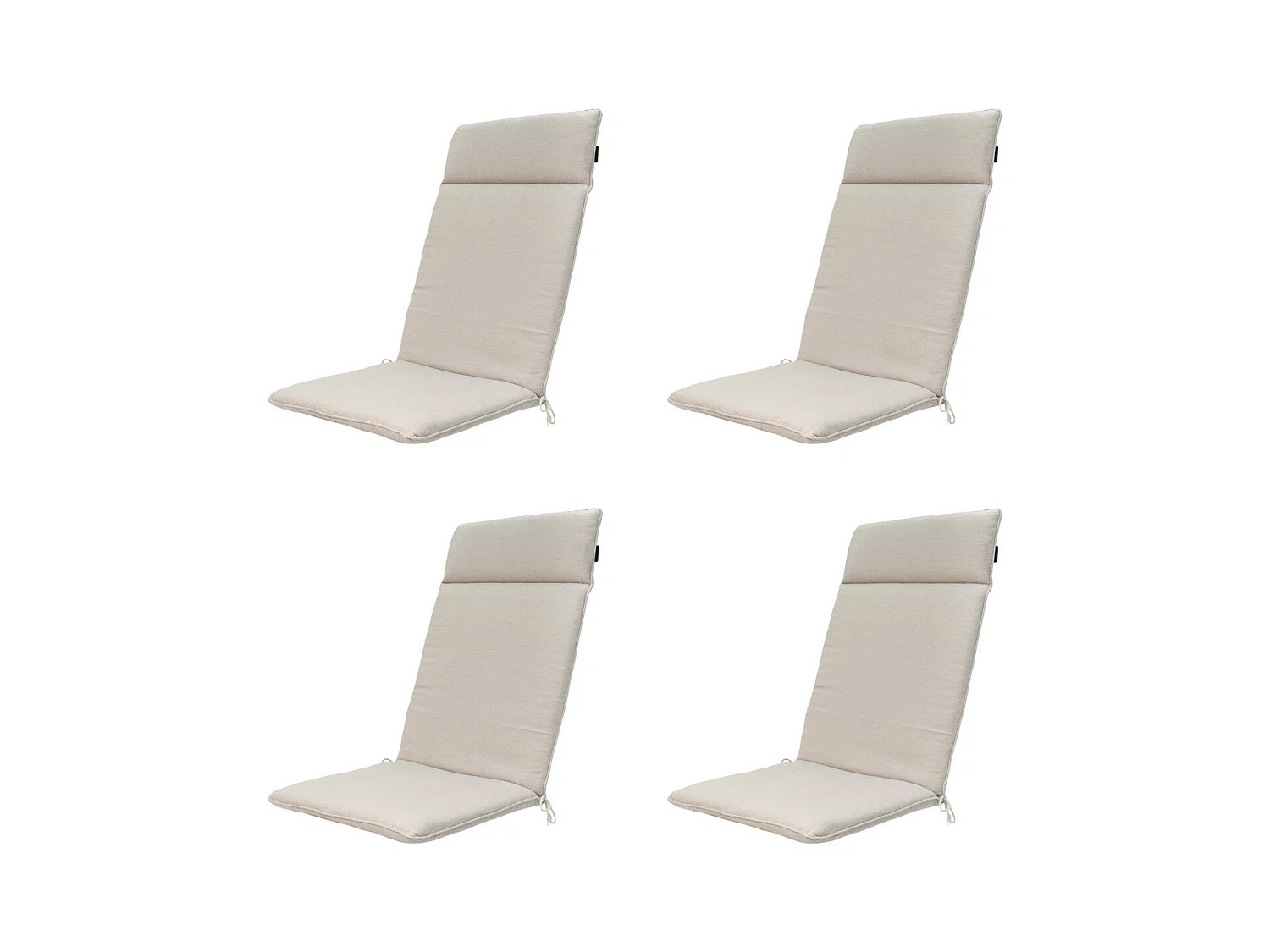 Coussin de chaise de jardin dossier haut Naples taupe - Environ 120 x 50 cm - Lot de 4