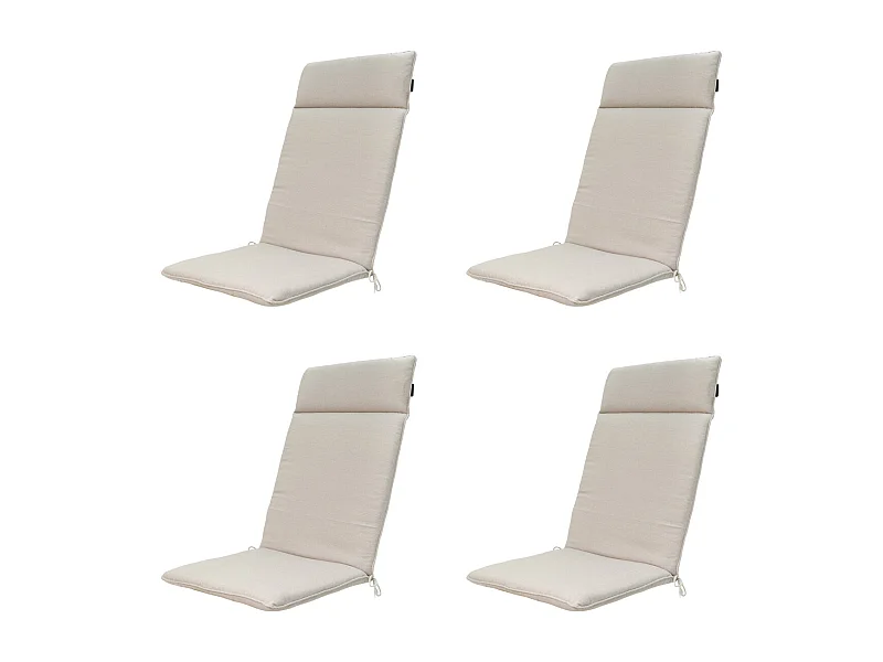 Coussin de chaise de jardin dossier haut Naples taupe - Environ 120 x 50 cm - Lot de 4