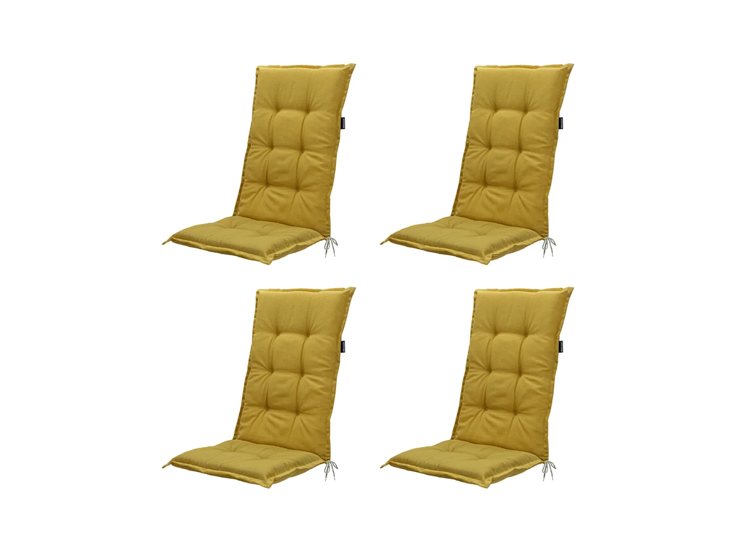 Coussin de chaise de jardin à dossier haut Panama moutarde - Environ 123 x 50 cm - Lot de 4