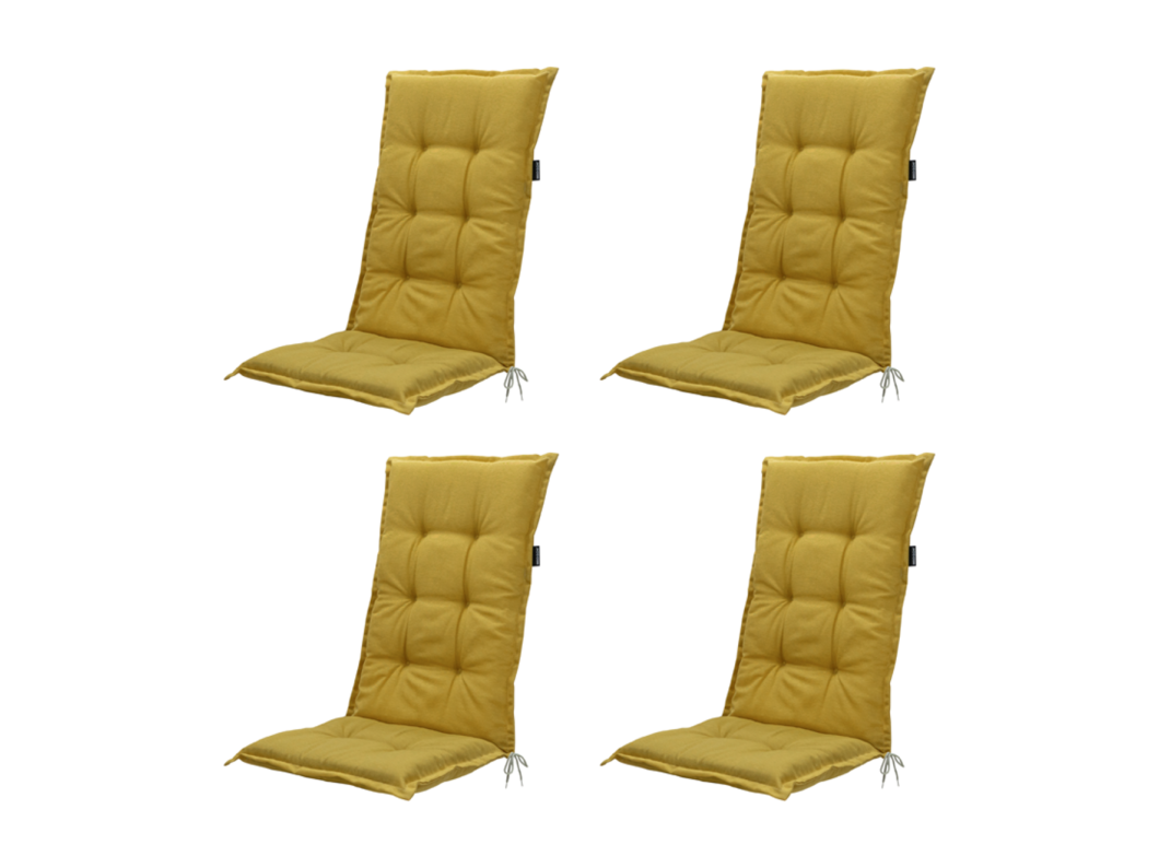 Coussin de chaise de jardin à dossier haut Panama moutarde - Environ 123 x 50 cm - Lot de 4