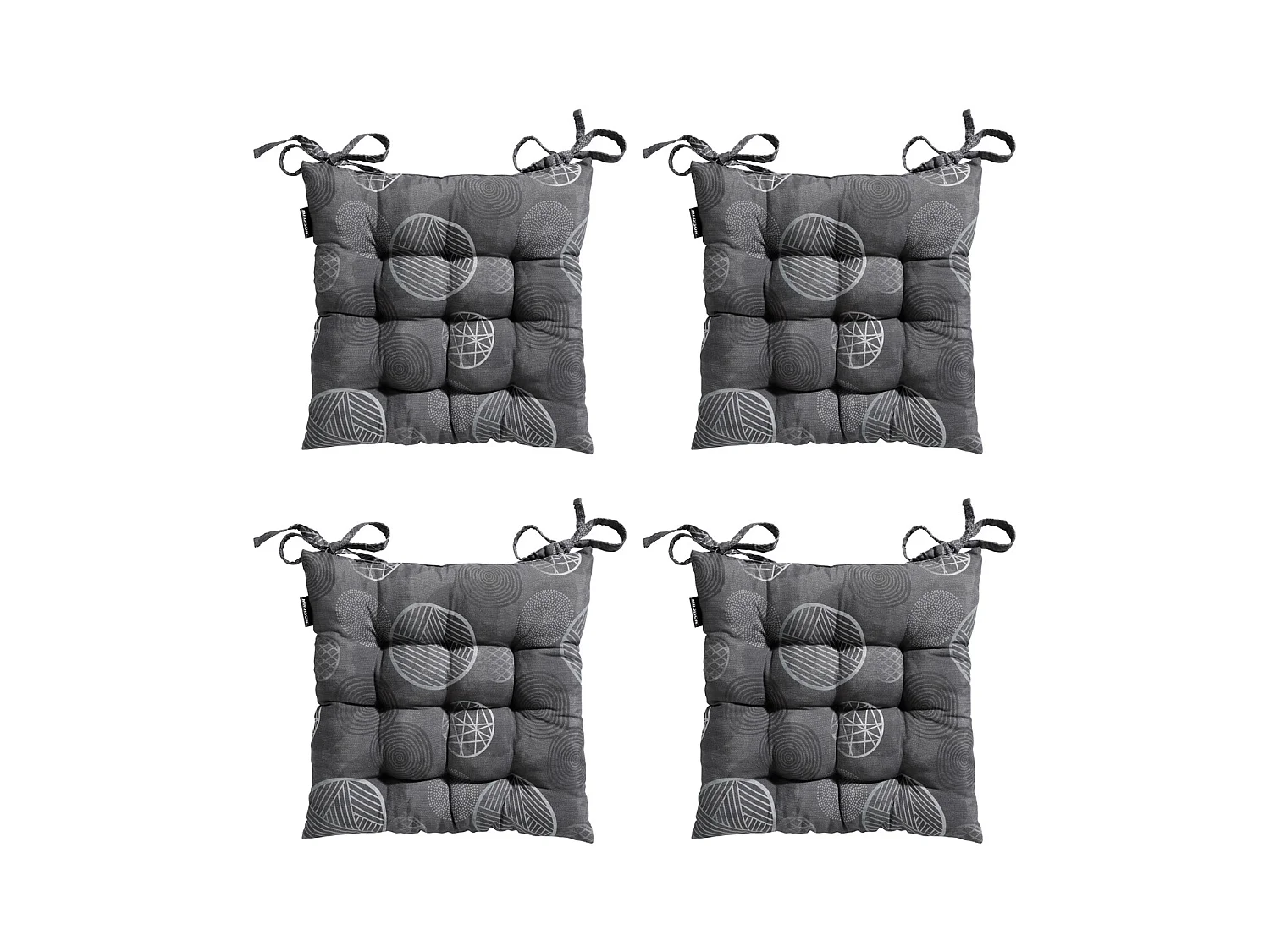 Coussin d'assise Tuscany Circle gris - Env. 46 x 46 cm - Lot de 4