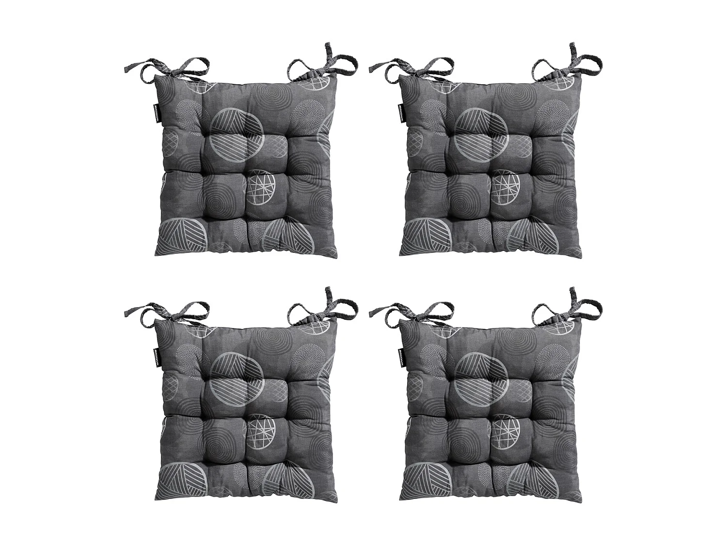 Coussin d'assise Tuscany Circle gris - Env. 46 x 46 cm - Lot de 4