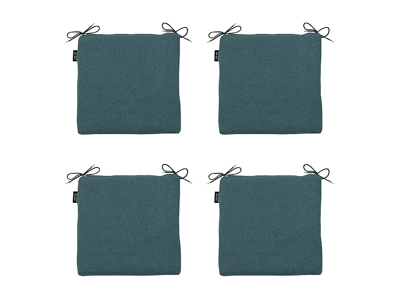 Coussin d'assise en toile bleu mer éco+ - Environ 40 x 40 cm - Lot de 4