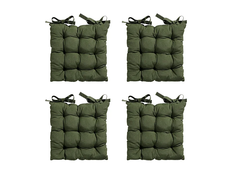 Coussin d'assise Toscane Panama vert - Env. 46 x 46 cm - Lot de 4