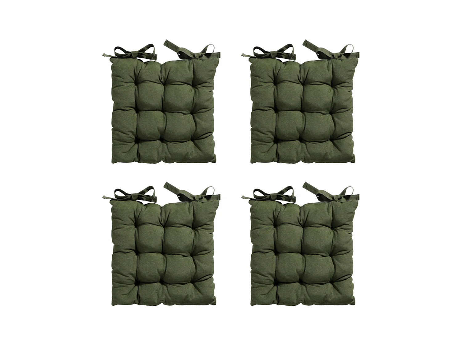 Coussin d'assise Toscane Panama vert - Env. 46 x 46 cm - Lot de 4