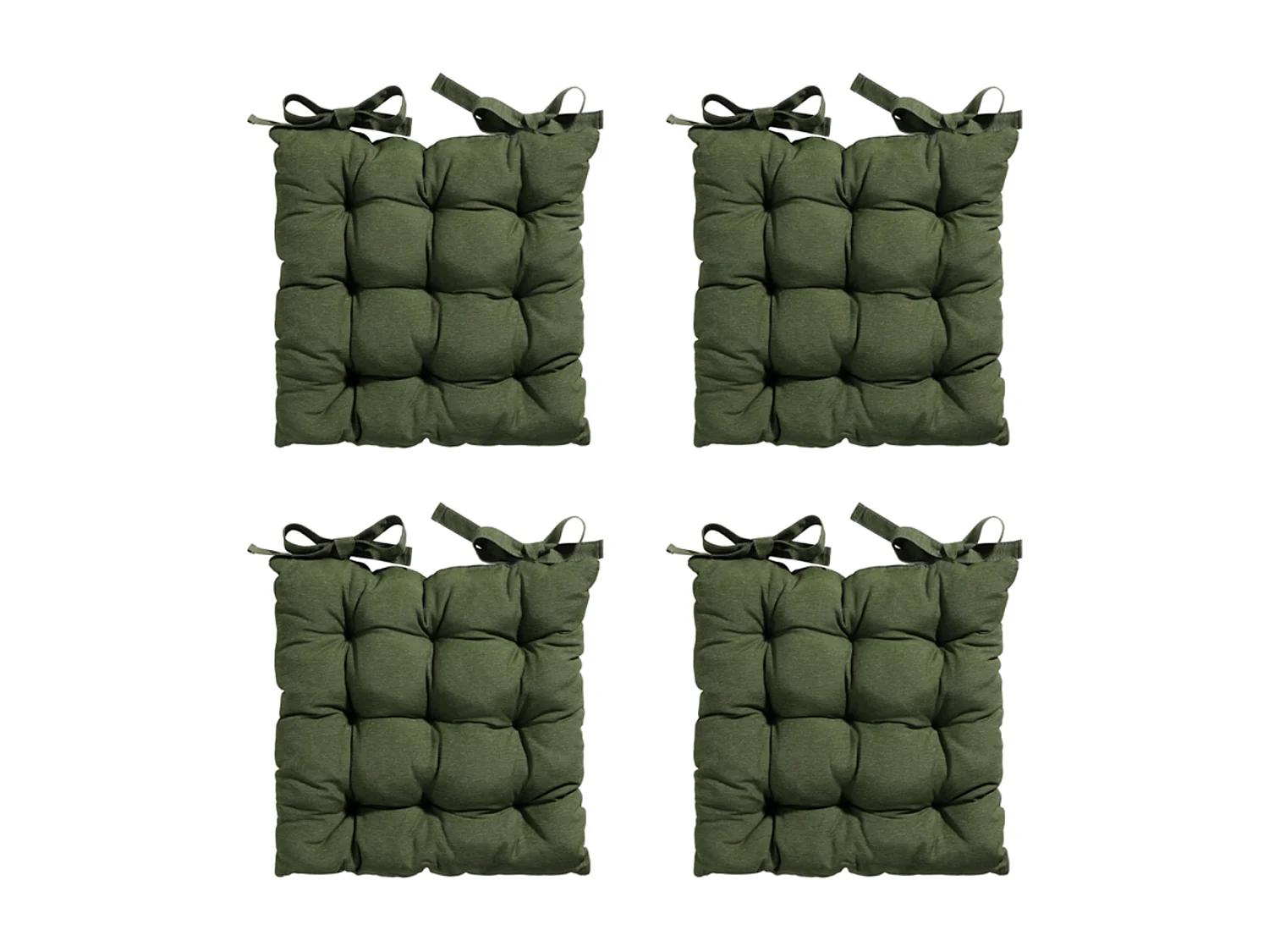 Coussin d'assise Toscane Panama vert - Env. 46 x 46 cm - Lot de 4