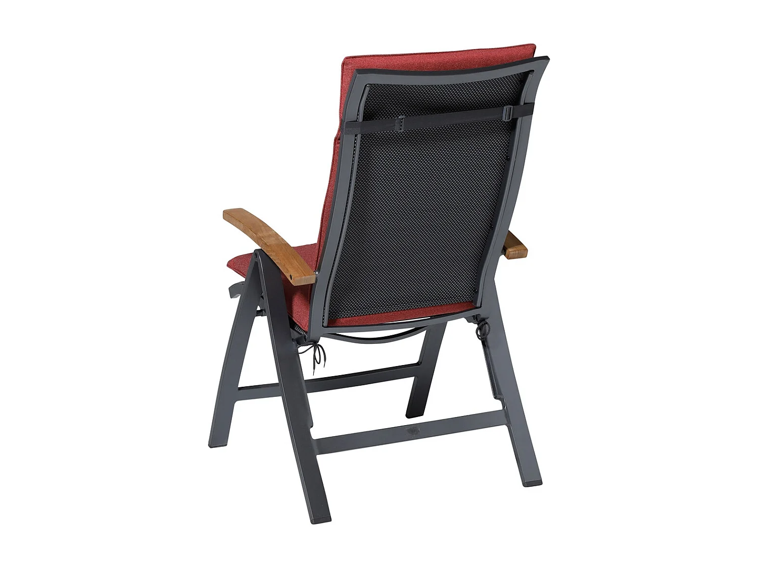 Coussin de chaise de jardin à dossier haut Manchester rouge - Environ 120 x 50 cm - Lot de 4