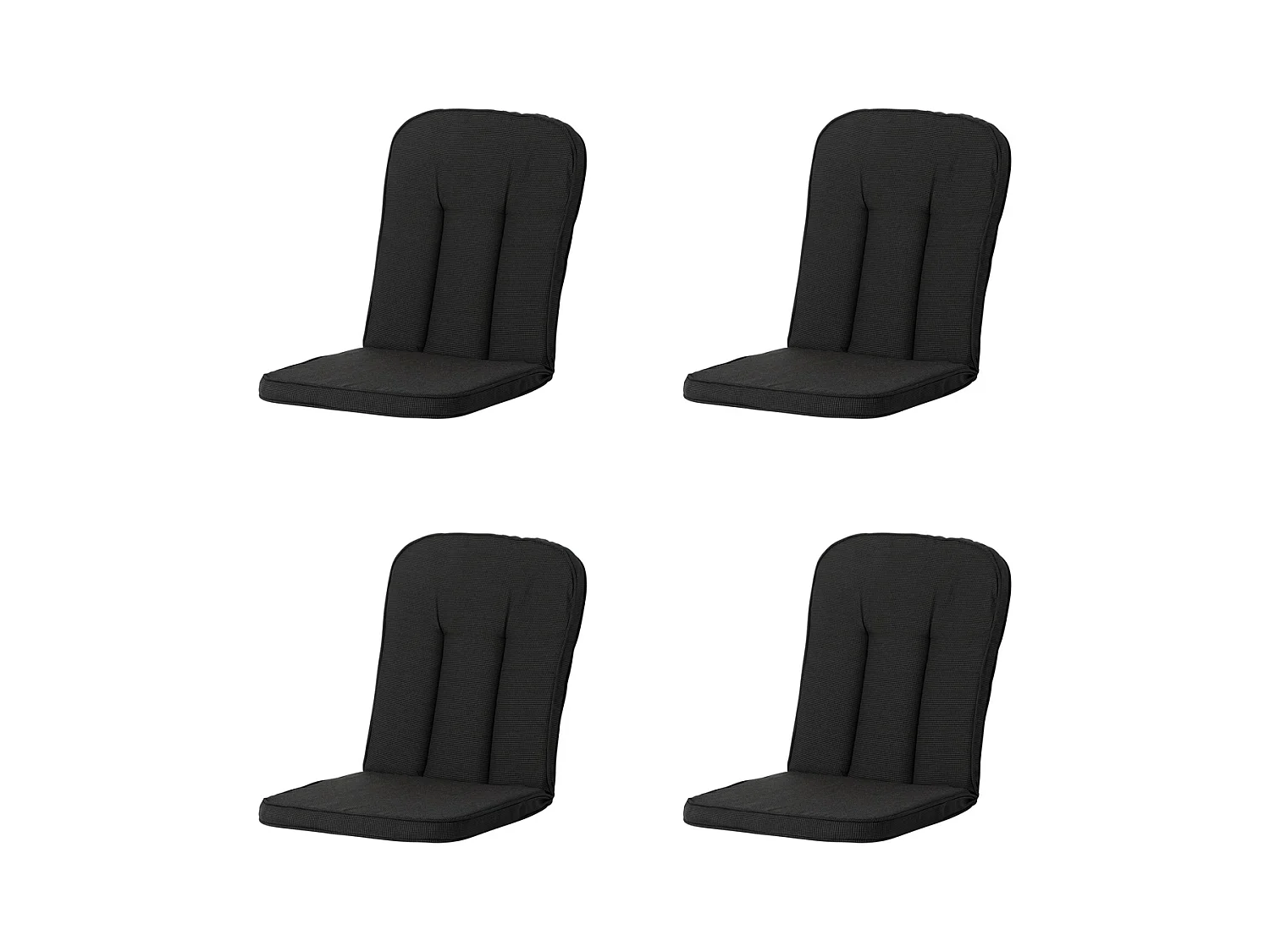 Coussin de jardin Carlo / Calvia Rib noir - Env. 100 x 48 cm - Lot de 4