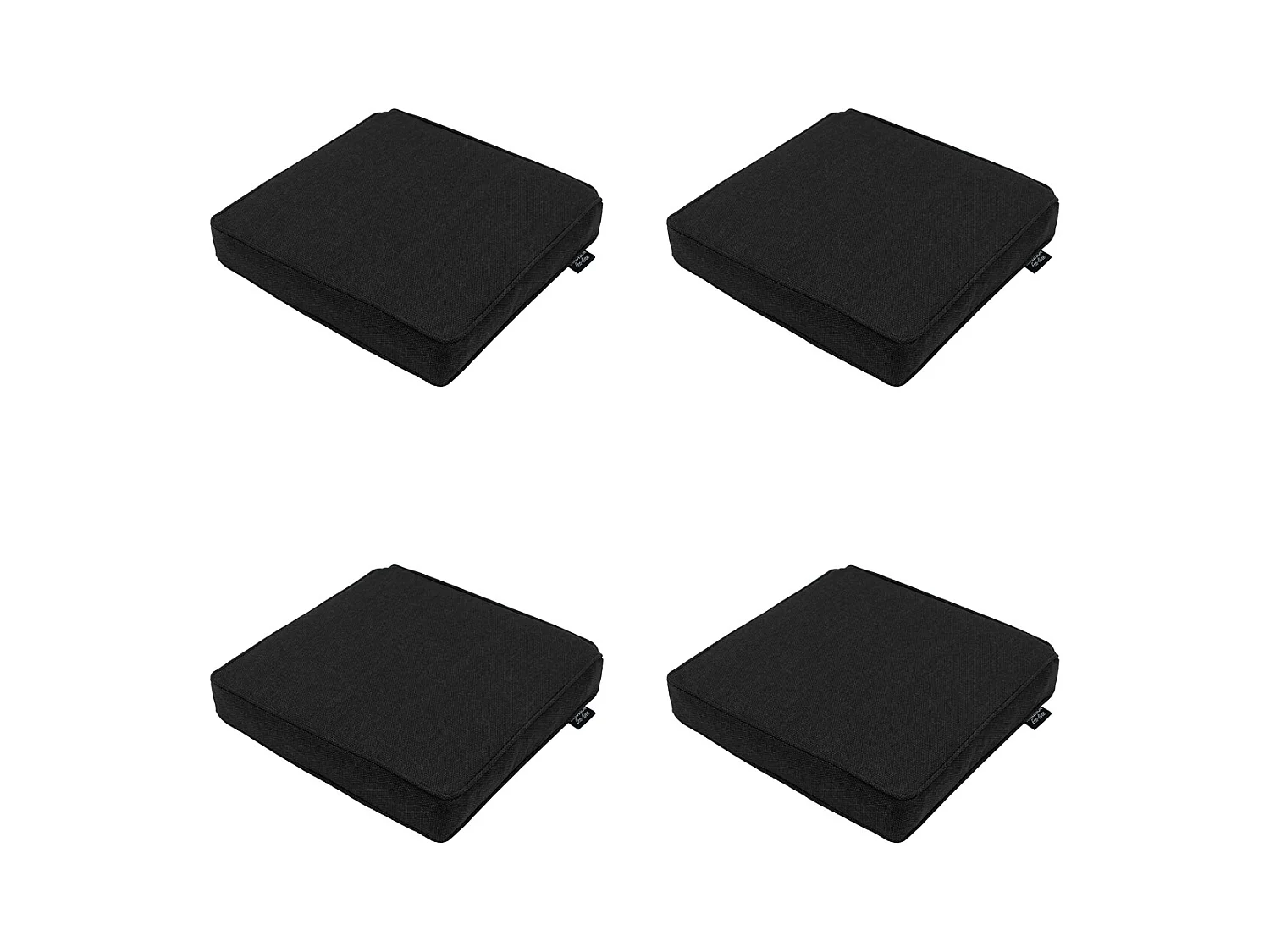 Coussin d'assise en toile noire éco+ - Environ 40 x 40 cm - Lot de 4