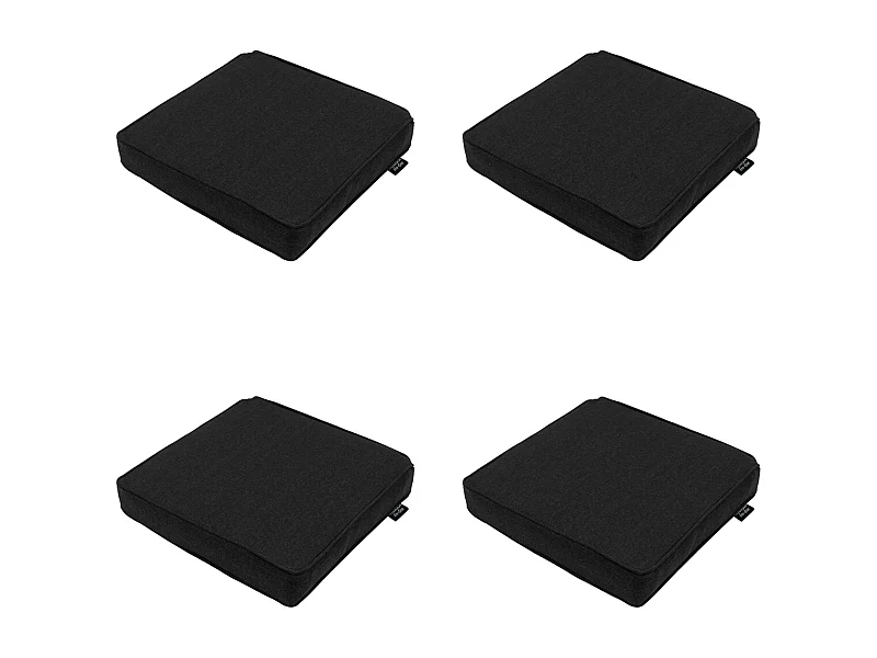 Cojín de asiento Lona negra eco+ - Aprox. 40x40 cm - Juego de 4
