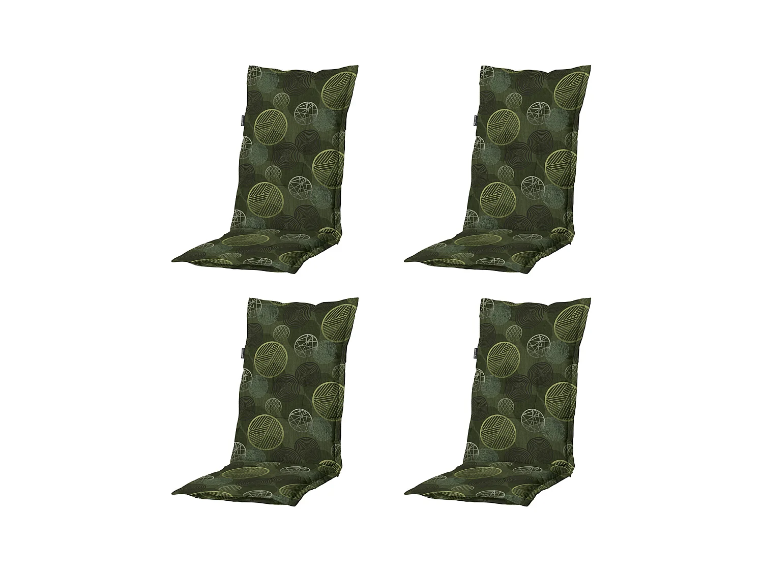Coussin de chaise de jardin à dossier haut Cercle vert - Environ 123 x 50 cm - Lot de 4