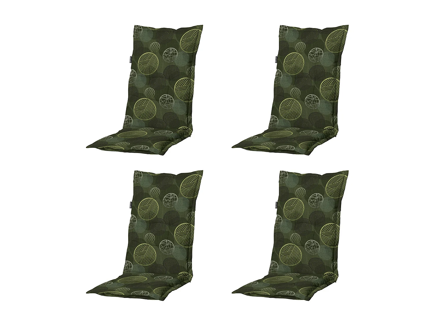 Coussin de chaise de jardin à dossier haut Cercle vert - Environ 123 x 50 cm - Lot de 4