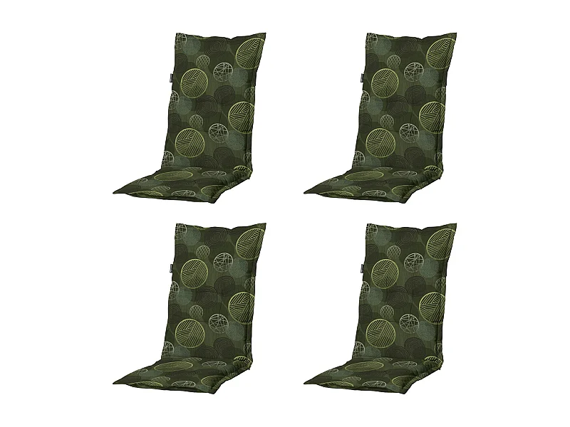 Coussin de chaise de jardin à dossier haut Cercle vert - Environ 123 x 50 cm - Lot de 4