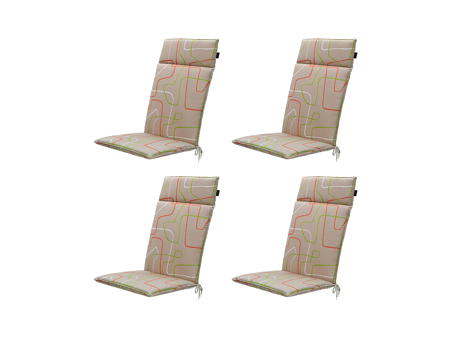 Coussin de chaise de jardin à dossier haut Joah Terra - Environ 120 x 50 cm - Lot de 4