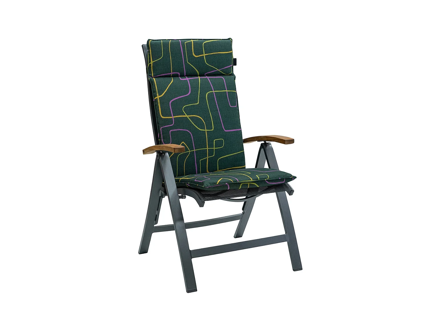 Coussin de chaise de jardin haut dossier Joah vert - Environ 120 x 50 cm - Lot de 4