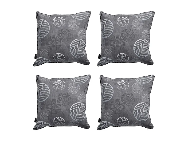 Coussin décoratif Cercle gris - Env. 50x50 cm - Lot de 4