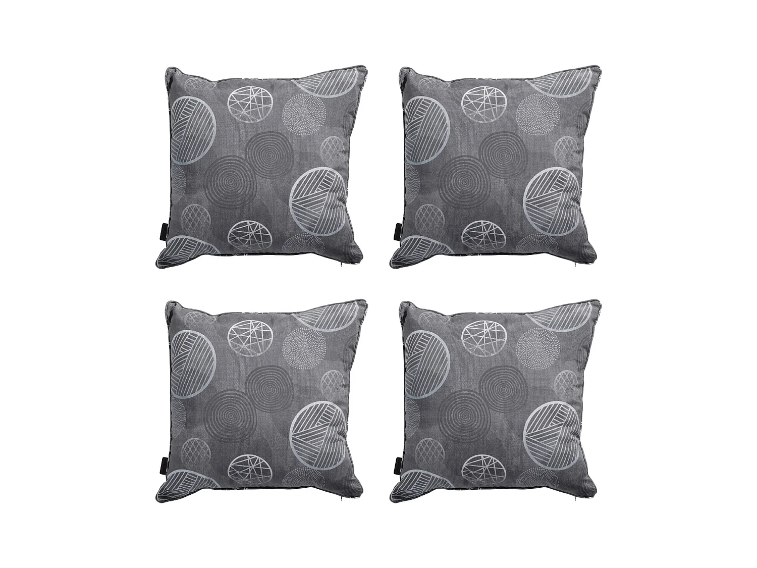 Coussin décoratif Cercle gris - Env. 50x50 cm - Lot de 4