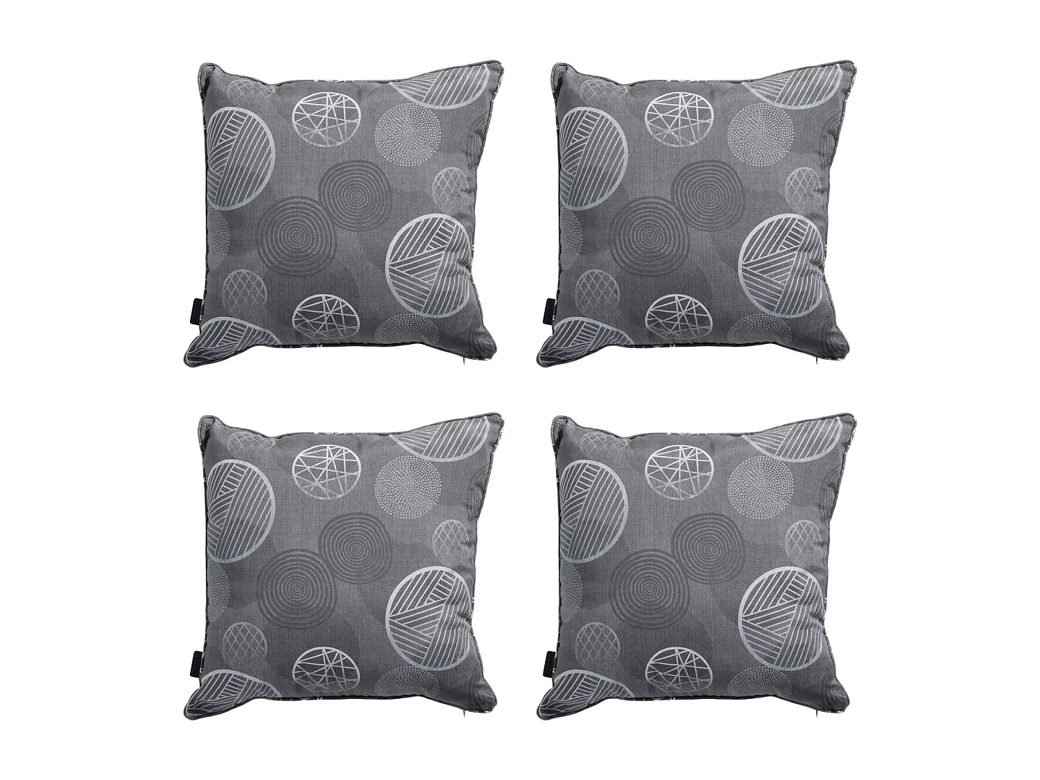 Coussin décoratif Cercle gris - Env. 50x50 cm - Lot de 4