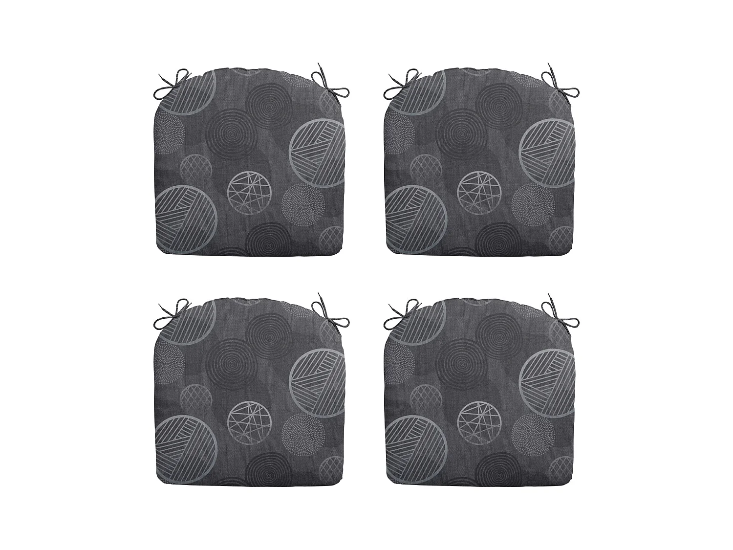 Coussin d'assise Circle gris - Environ 46x48 cm - Lot de 4