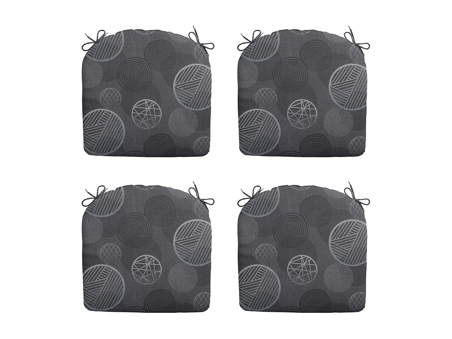 Coussin d'assise Circle gris - Environ 46x48 cm - Lot de 4