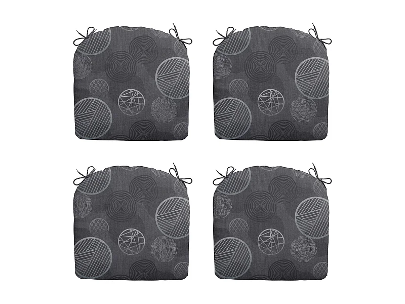 Cojín de asiento Circle gris - Aprox. 46x48 cm - Juego de 4