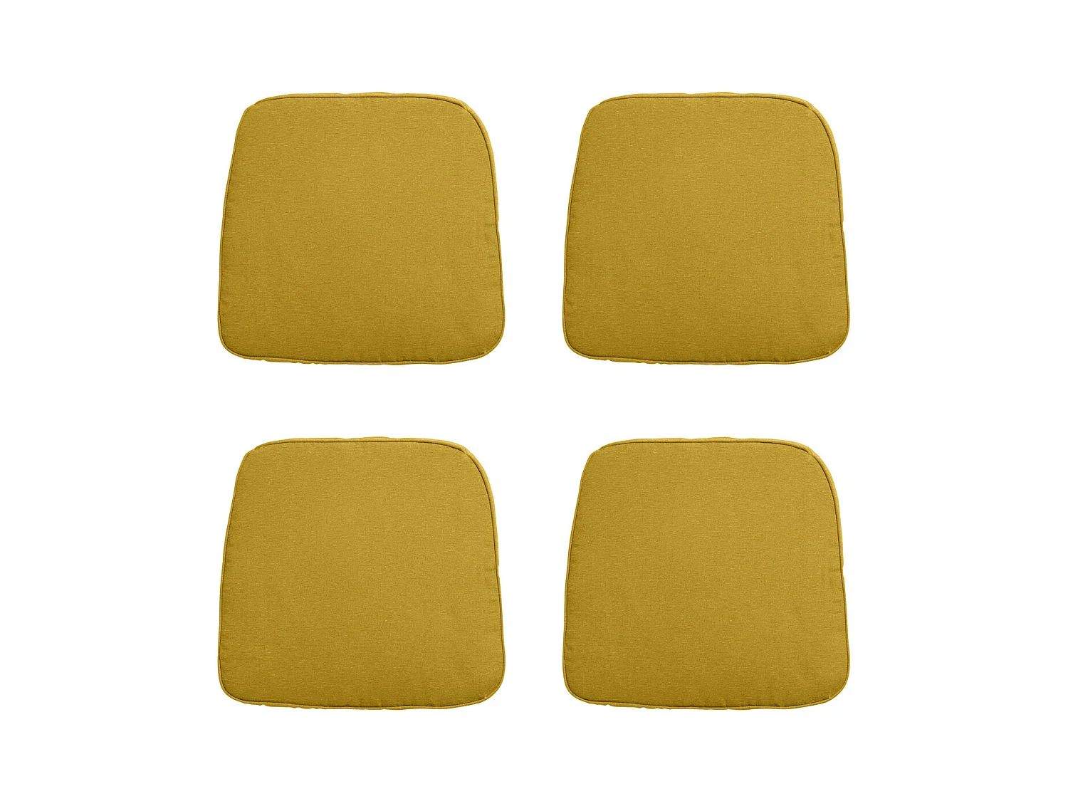 Coussin d'assise en osier Panama moutarde - Environ 48 x 48 cm - Lot de 4