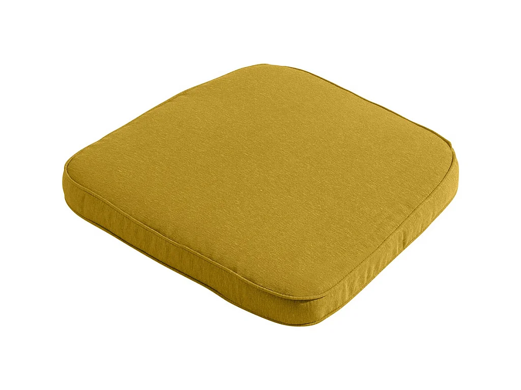 Coussin d'assise en osier Panama moutarde - Environ 48 x 48 cm - Lot de 4