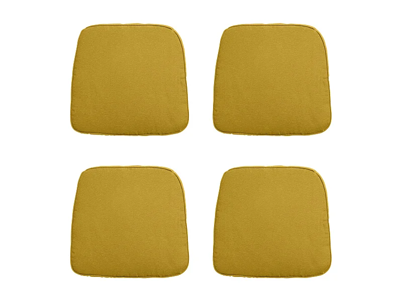 Coussin d'assise en osier Panama moutarde - Environ 48 x 48 cm - Lot de 4