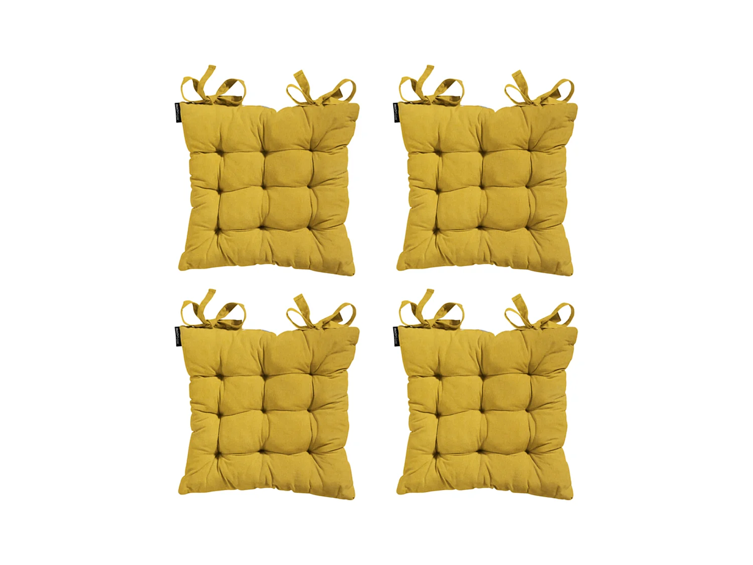 Coussin d'assise Panama moutarde - Env. 46x46 cm - Lot de 4