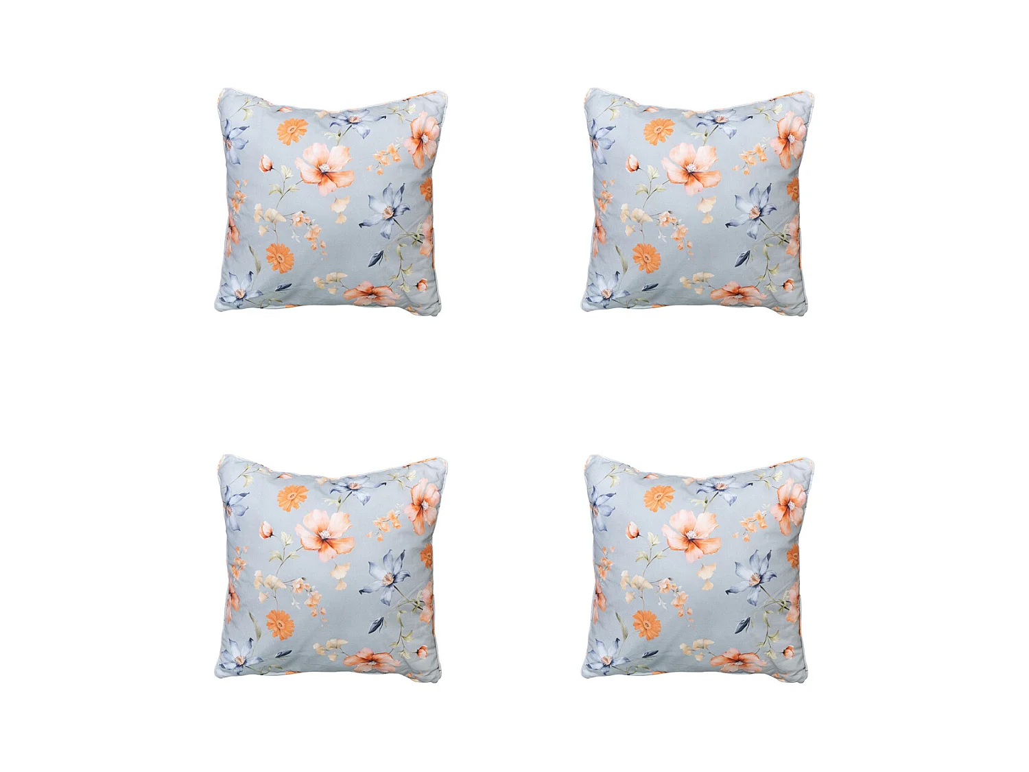 Coussin décoratif Florina bleu - Environ 50x50 cm - Lot de 4