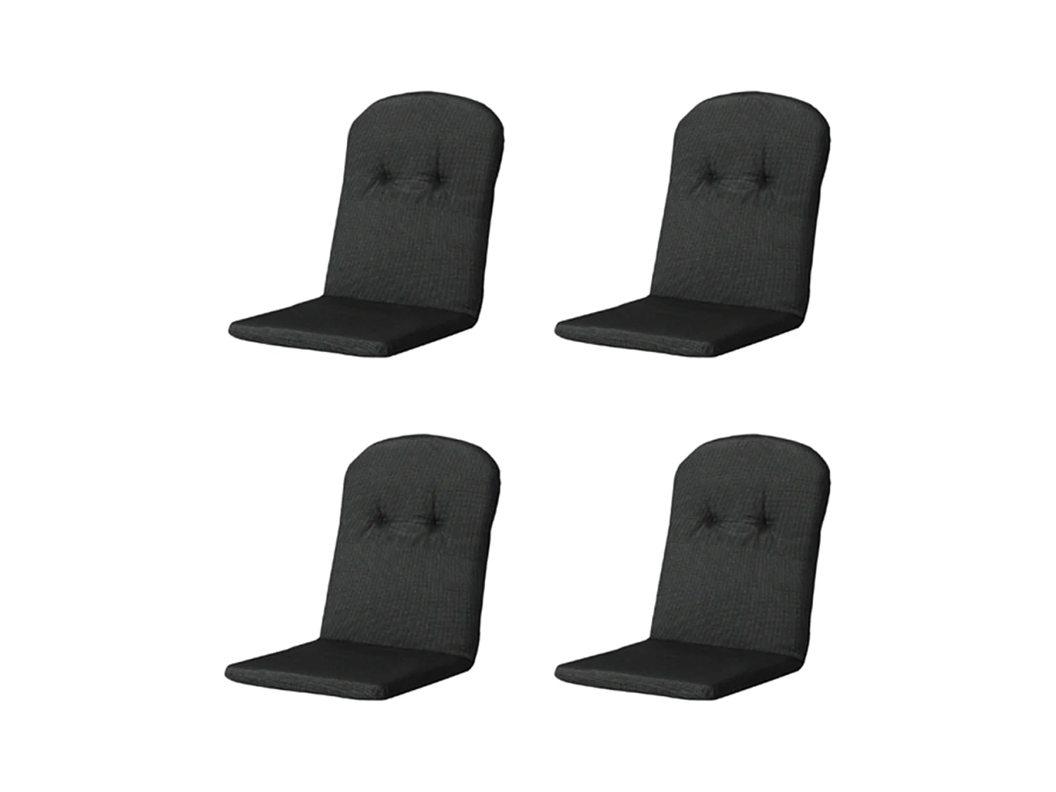 Coussin de fauteuil haut dossier côtelé noir - Environ 96 x 45 cm - Lot de 4
