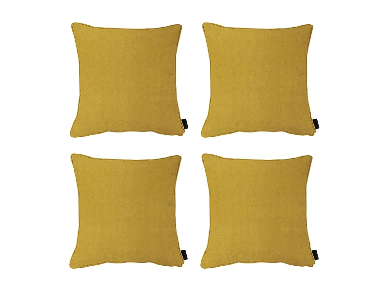 Coussin décoratif Panama moutarde - Env. 60x60 cm - Lot de 4