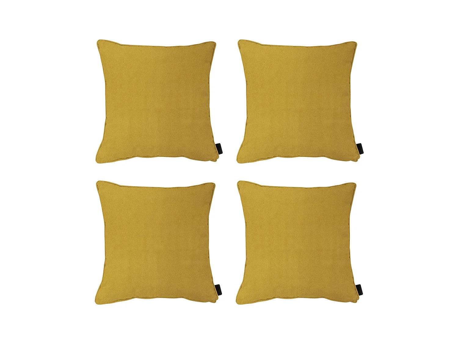 Coussin décoratif Panama moutarde - Env. 60x60 cm - Lot de 4