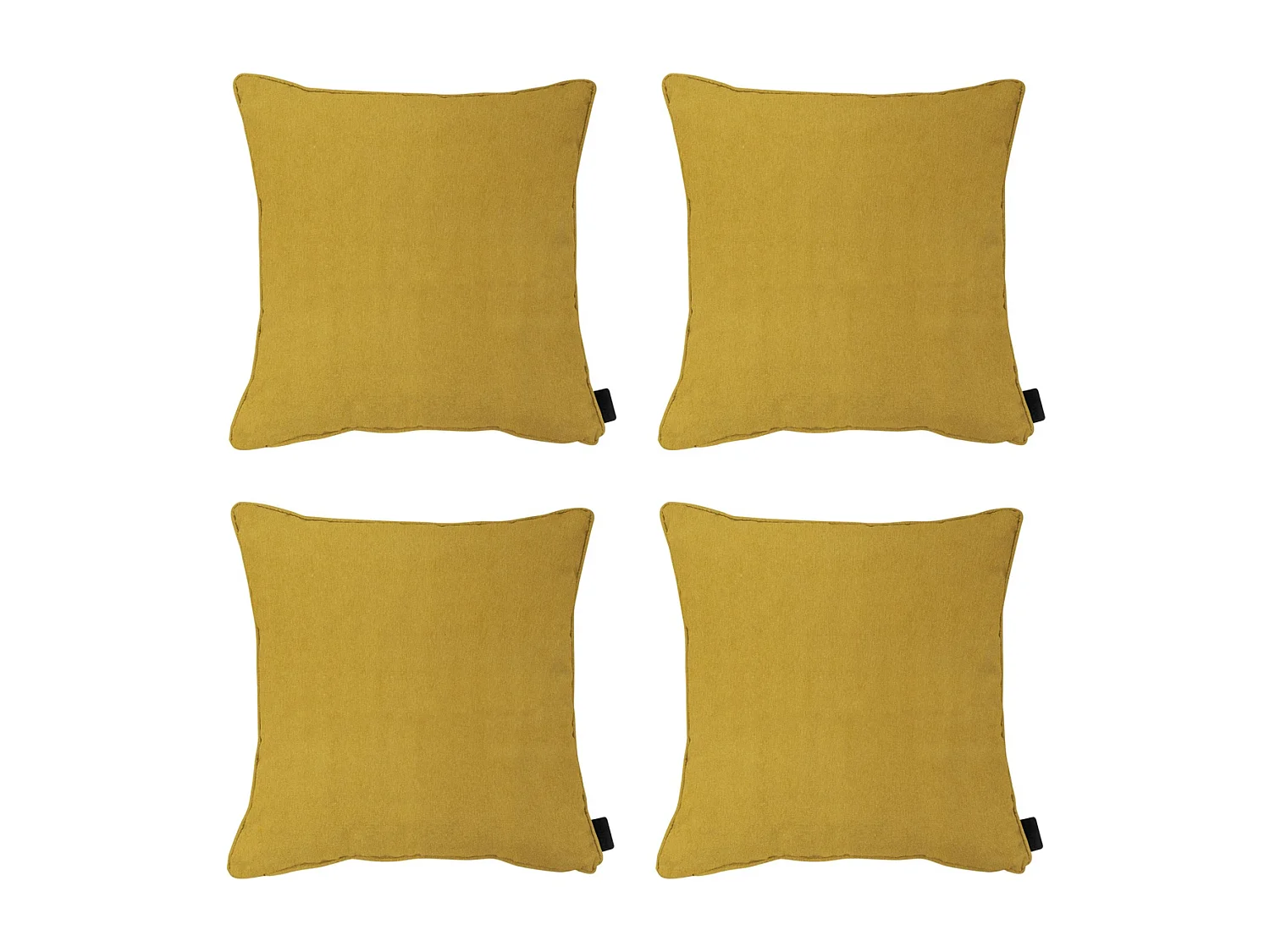 Coussin décoratif Panama moutarde - Env. 60x60 cm - Lot de 4