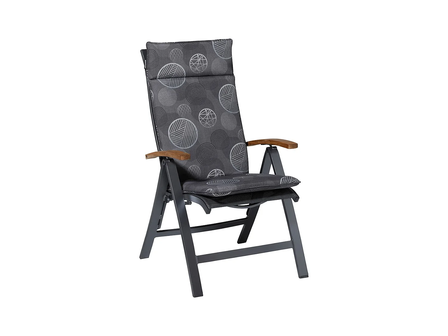 Coussin de chaise de jardin haut dossier cercle gris - Environ 120 x 50 cm - Lot de 4