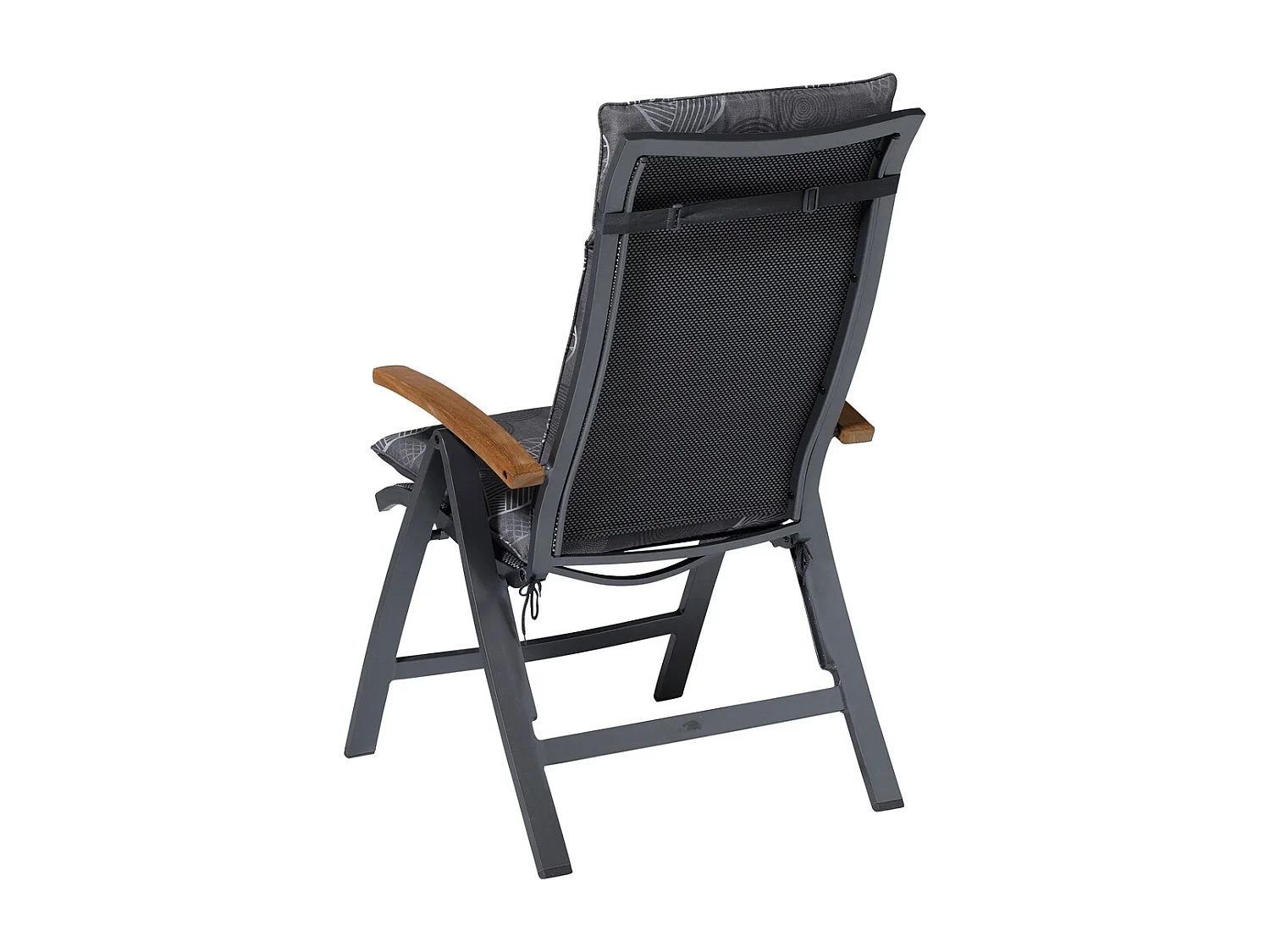 Coussin de chaise de jardin haut dossier cercle gris - Environ 120 x 50 cm - Lot de 4