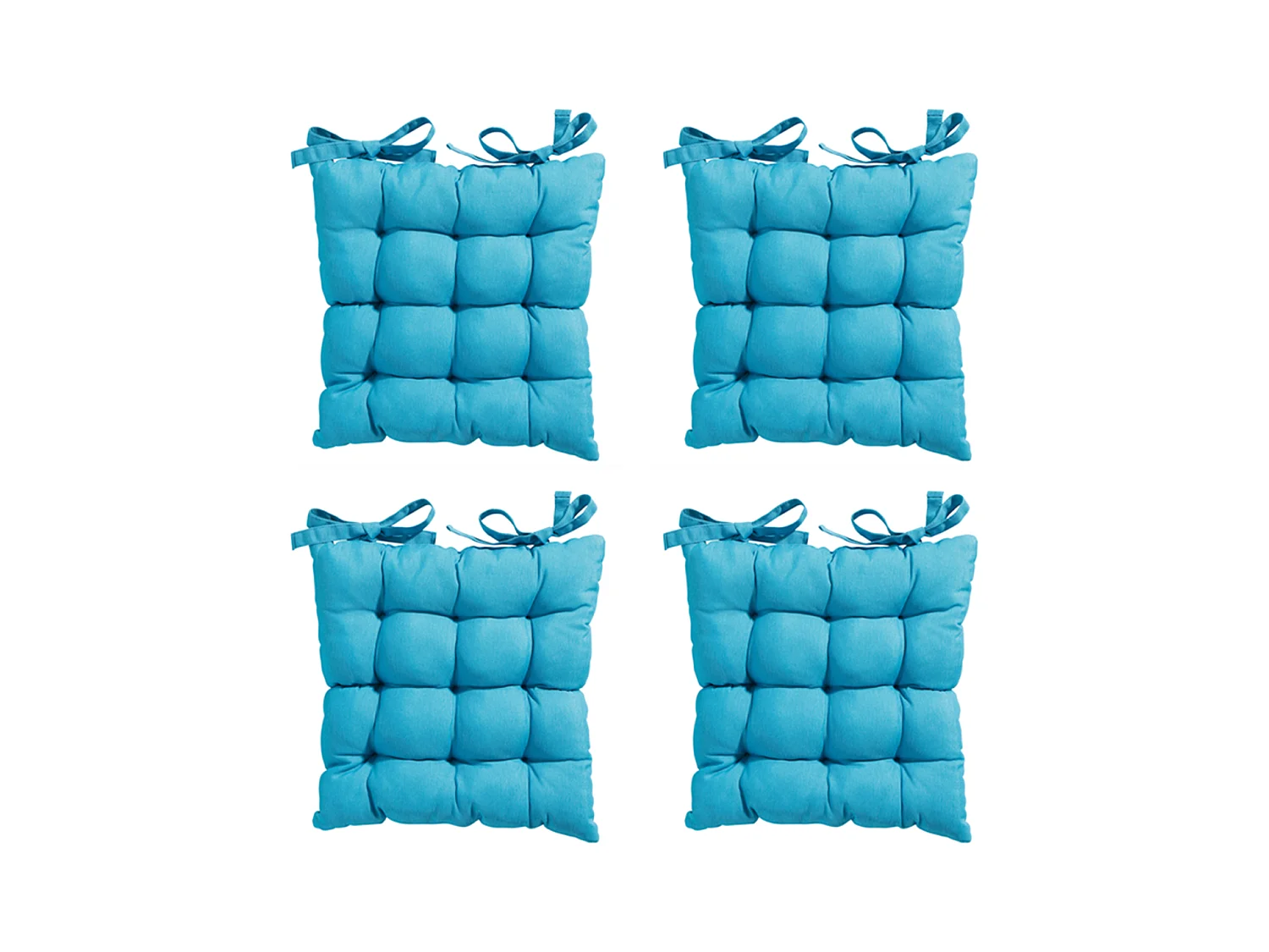 Cojín de asiento Tuscany Panama color aguamarina - Aprox. 46 x 46 cm - Juego de 4