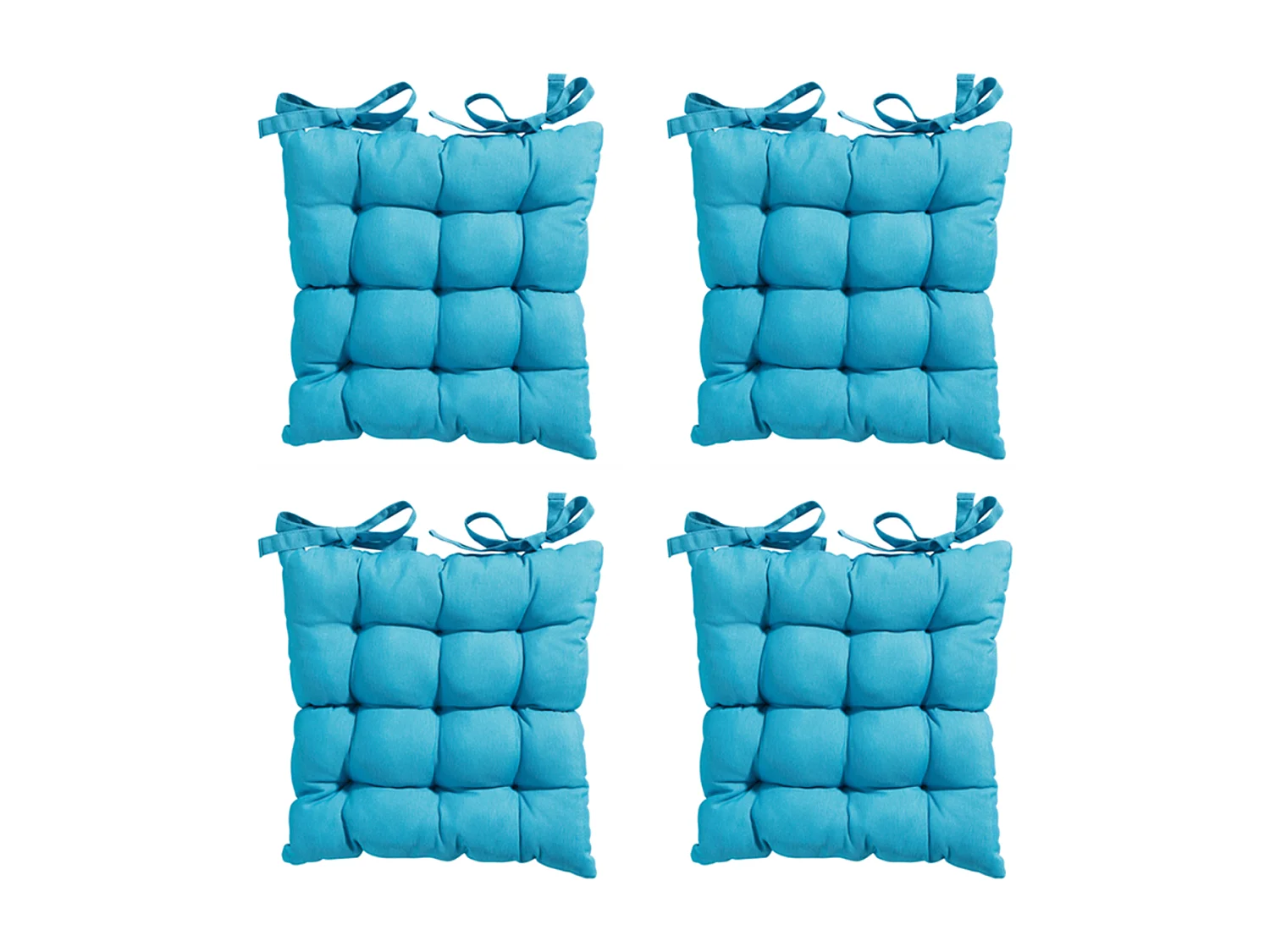 Coussin d'assise Tuscany Panama aqua - Environ 46 x 46 cm - Lot de 4